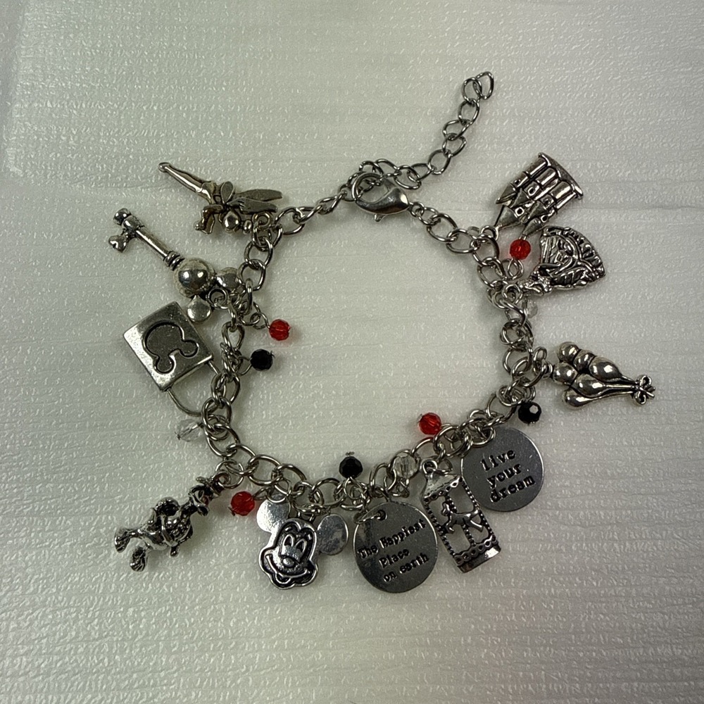 Disney Themed Mickey Cinderella Charm Bracelet Castle Carriage Key Unbranded